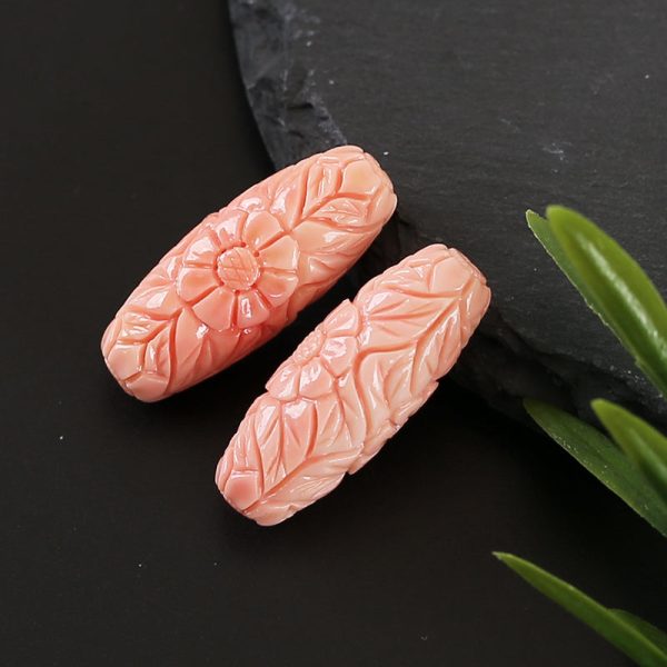 BITEFU 1Pair Pink Conch Shell (Made Of Powder Of Shell, Color Is Enhanced ) Long strip flower, 4.8g Sale