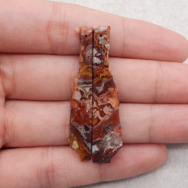 Nugget (Rough Sides) Natural Warring States Red Agate Gemstone Earring Beads,48x11x4mm,6g Online now