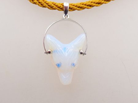 Opalite Carved wolf head Pendant with 925 Sterling Silver 21x12x9mm, 4.2g Cheap