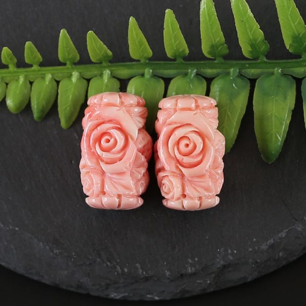 BITEFU 1Pair Pink Conch Shell (Made Of Powder Of Shell, Color Is Enhanced ) Long strip flower, 4.8g Cheap