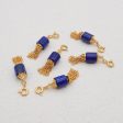 BITEFU 1 Pair Silver Gold Plated Natural High Quality Lapis Lazuli Cylindrical Tassel Gemstone Earring Beads 3g Fashion