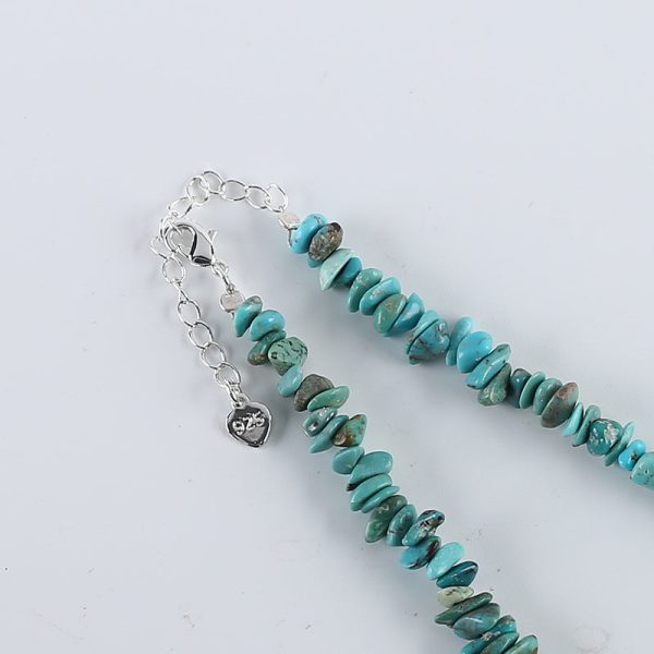 1 Strand 16-18 Inch Natueal Turquoise Gemstone Necklace,925 Sterling Silver Findings, 5x4x2mm,9x7x2mm,18.7g Online