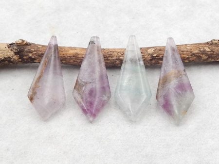 4 PCS Natural Fluorite Pendant Beads 37*15*5mm, 15.2g Online now