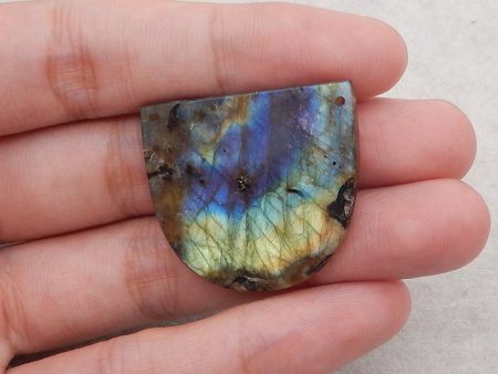 Natural Flash Labradorite Double Hole Pendant, Gem Jewelry Gift,29×34×3mm, 7.3g For Cheap