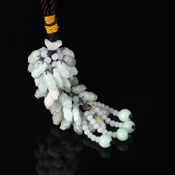 Bottle Shaped Beads Green Jade Car Charm Tassel Car Pendant on Sale