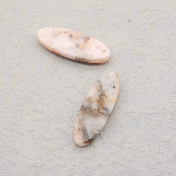 Natural Pink Opal Cabochons Paired 25x9x4mm, 3.2g For Sale