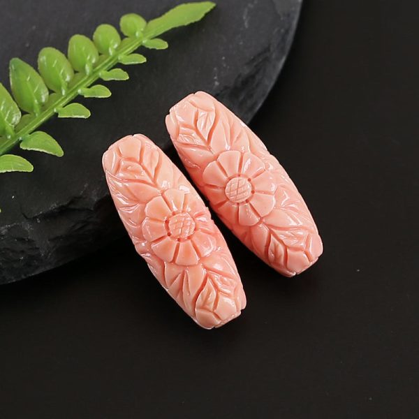 BITEFU 1Pair Pink Conch Shell (Made Of Powder Of Shell, Color Is Enhanced ) Long strip flower, 4.8g Sale