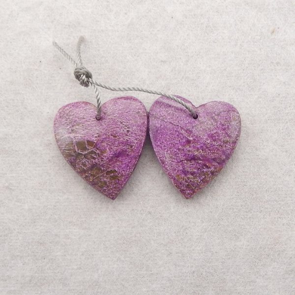 1 SET Natural African Purple Stone Heart Shape Earrings Beads and Heart Shape Pendant,Semi-Precious Gemstones for Jewelry Making,32x31x6mm,20x18x5mm,11.2g Online