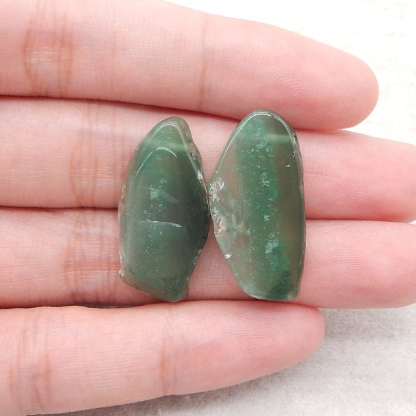 2 PCS Nugget (Rough Sides) Natural Green Chalcedony Gemstone ,28x14x4mm, 7g Online Hot Sale