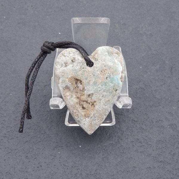 New Natural Hemimorphite Heart Gemstone Pendant Bead, Popular Side Drilled Pendant For DIY Making,Gemstone For Jewelry Cabochon Making, 31×25×9mm, 9.3g on Sale