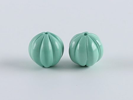 1 Pair Carved Turquoise Pumpkin Shape Gemstone Earring Beads,Handmade Gemstone Wholesale,10mm,2.2g Supply