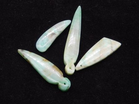 4 PCS Natural Chrysocolla Pendant Beads 50*9*5mm, 30*9*5mm, 13.1g Sale