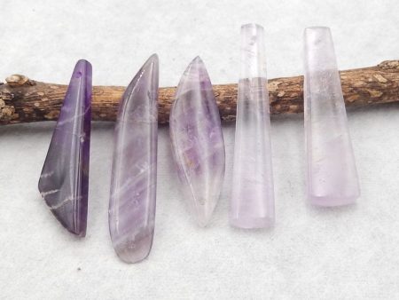 5 PCS Natural Amethyst Pendant Beads 36×10×4mm, 44×9×4mm, 13.1g Cheap