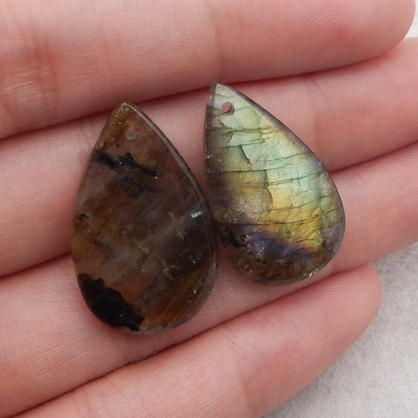 2 PCS Natural Labradorite Gemstone Pendant Bead For Discount