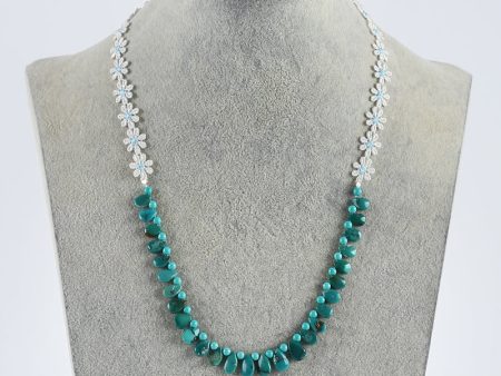 Natural Turquoise and Lace Necklace,Turquoise Bead Strands Handmade Gemstone,Lucky Stone,1 Strand,29Inch,15g Online