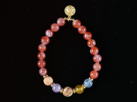 Handmade Natural Gemstone Unique Colorful Jewelry Gift Bracelet 17cm, 8mm, 16.9g Online now