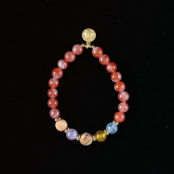 Handmade Natural Gemstone Unique Colorful Jewelry Gift Bracelet 17cm, 8mm, 16.9g Online now