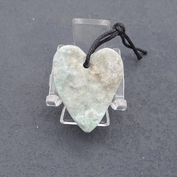 New Natural Hemimorphite Heart Gemstone Pendant Bead, Popular Side Drilled Pendant For DIY Making,Gemstone For Jewelry Cabochon Making, 31×25×9mm, 9.3g on Sale