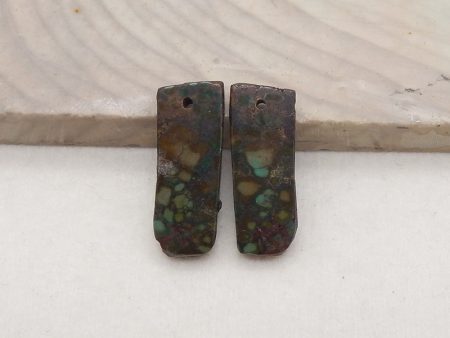 Nugget (Rough Sides) Natural Turquoise Earring Beads, Drilled Stone Earring Pair, Gemstone For Jewelry DIY Making, 21x8x2mm, 2g Online Hot Sale