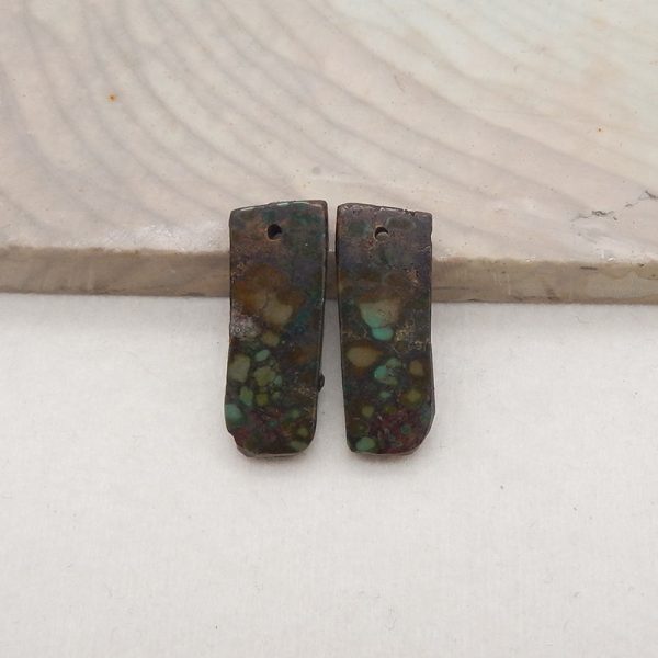 Nugget (Rough Sides) Natural Turquoise Earring Beads, Drilled Stone Earring Pair, Gemstone For Jewelry DIY Making, 21x8x2mm, 2g Online Hot Sale