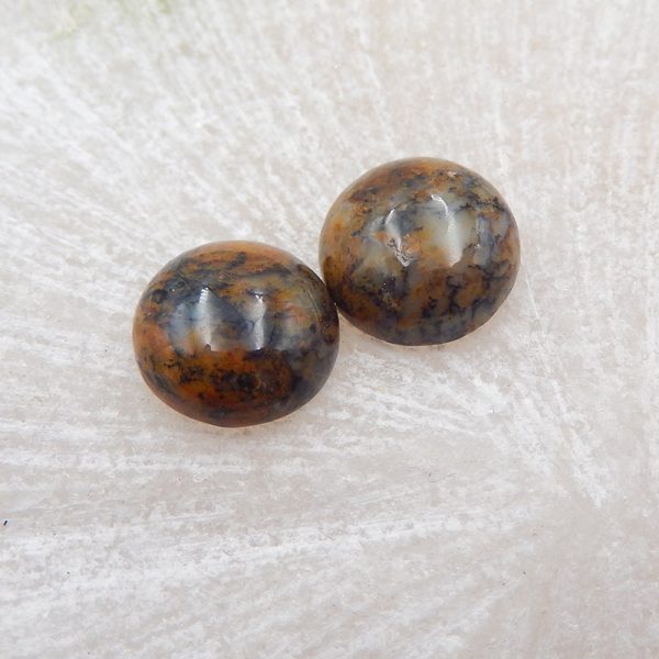 Natural Dendritic Agate Cabochons Paired 10x4mm, 1.5g Cheap