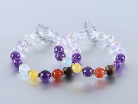 Handmade Natural Gemstone Unique Jewelry Gift, Colorful Bracelet, 18cm, 5 10mm, 26g Online Sale