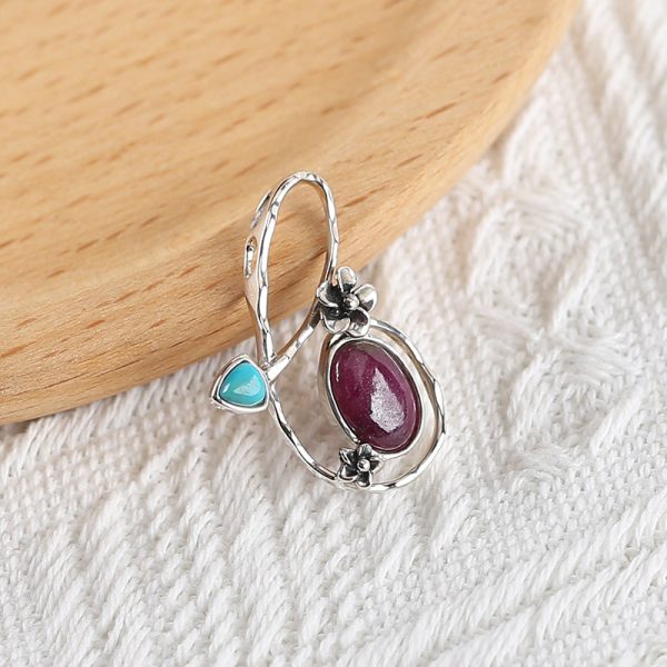 New Arrival!Handmade Jewelry Sterling Silver 925,Turquoise And Ruby Pendant,30×21×5mm, 2.9g Online Sale