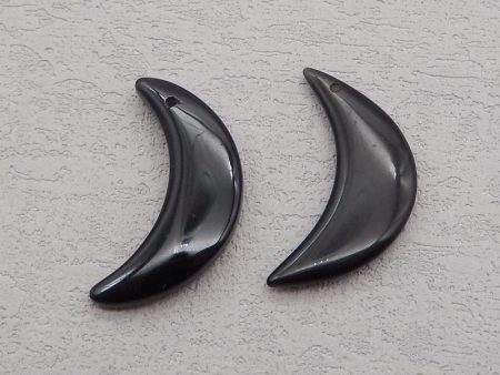 2 PCS Natural Obsidian Pendant Beads 28*18*5mm, 28*15*4mm, 4.0g Supply