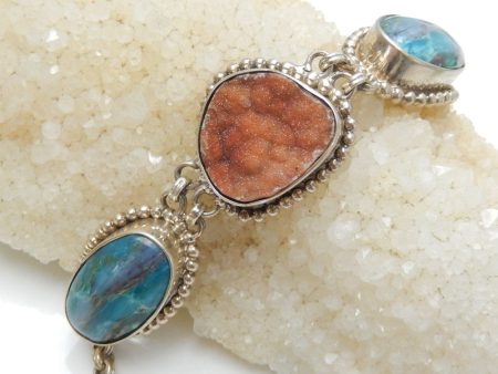 High-End Customization!Crystal, Blue Opal Sterling Silver 925 Handmade Bracelet, 40.7g Online Hot Sale