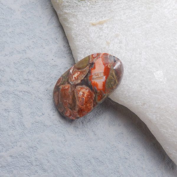 Natural Rhyolite Bird s Eye Jasper Cabochon 25x15x4mm, 2.7g Online now