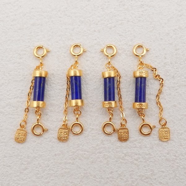 1 Pair Silver Gold Plated Natural High Quality Lapis Lazuli Gemstone Earring Beads,Jewelry DIY Making,33x5mm, 3g Online Sale