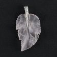 New Natural Rose Quartz Handcarved Leaf Pendant,925 Sterling Silver Pinch Bail,60x33x7mm,13g Fashion