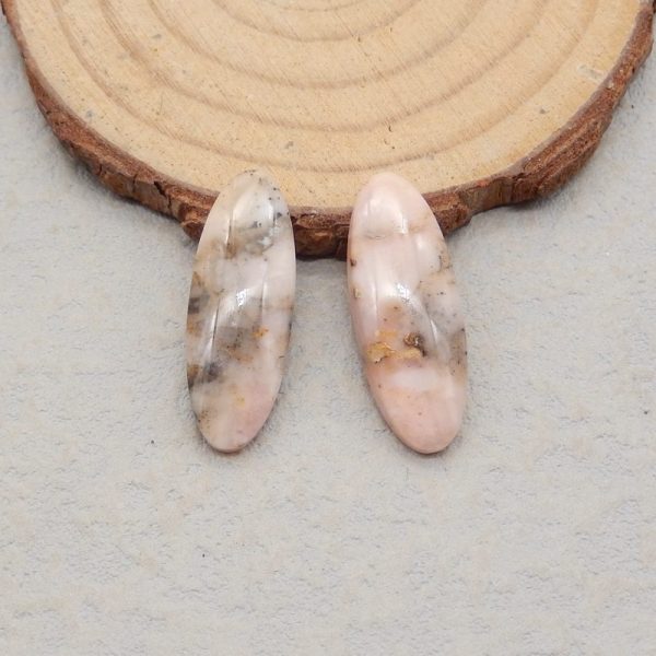 Natural Pink Opal Cabochons Paired 25x9x4mm, 3.2g For Sale