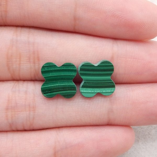 Malachite Four Leaves, Malachite Cabochon Beads,DIY Jewelry Making, 11x2mm,1.6g Discount