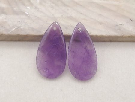 New Natural Stone Amethyst Teardrop Earring Beads, Drilled Earrings For Jewelry DIY Making, Purple Stone Earrings, 24x12x3mm,2.4g Sale