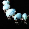 New Natural Stone larimar Handmade Sterling Silver 925 Fashion Buckle Bracelet, 18cm, 11.9g Sale