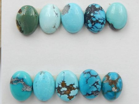 10 PCS Natural Turquoise Cabochons 8x6x3mm, 3g Supply