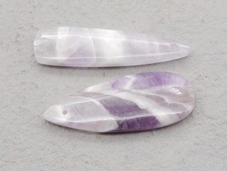 2 PCS Natural Amethyst Pendant Beads 42*11*5mm, 40*15*5mm, 9.3g Online now