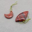 2 PCS Natural Red River Jasper Pendant Beads 30*19*7mm, 18*15*4mm, 7.3g Online Sale