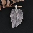 New Natural Rose Quartz Handcarved Leaf Pendant,925 Sterling Silver Pinch Bail,60x33x7mm,13g Fashion