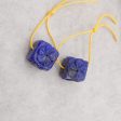 New Carved Natural Lapis Lazuli Flower Square Gemstone Earring Beads, Popular Earring Pair For DIY Making, 15x14x14mm, 12.2g Online Sale