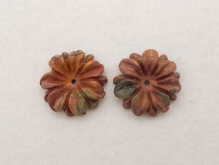 1 Pair Carved Natural Multi-Color Picasso Jasper Flower Gemstone Earring Beads, Jewelry DIY Making, 15x4mm, 1.9g Sale