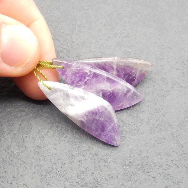 3 PCS Natural Amethyst Pendant Beads 39×14×4mm, 10.1g For Cheap