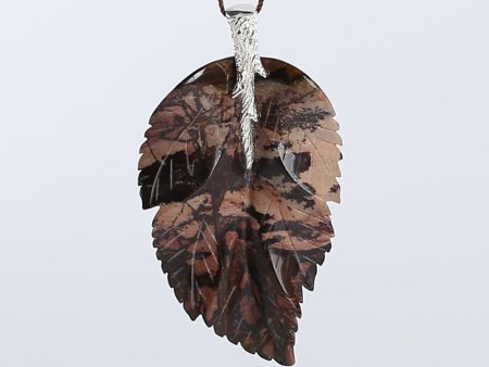 New Natural Chohua Jasper Handcarved Leaf Pendant,925 Sterling Silver Pinch Bail,67x37x7mm,17g Online Sale