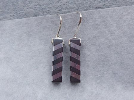 New!Aluminum  and Hematite Glued Long Earrings Pair, 925 Sterling Silver Findings,25x6mm, 7.8g Online