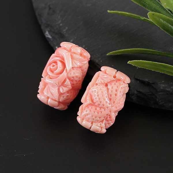 BITEFU 1Pair Pink Conch Shell (Made Of Powder Of Shell, Color Is Enhanced ) Long strip flower, 4.8g Cheap