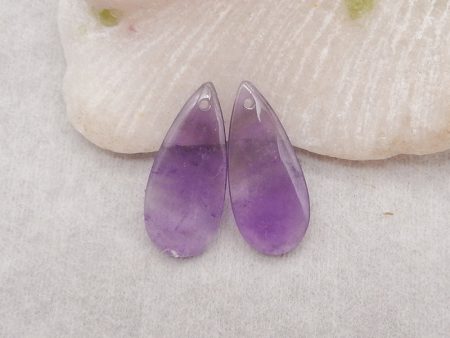 New Natural Stone Amethyst Teardrop Earring Beads, Drilled Earrings For Jewelry DIY Making, Purple Stone Earrings, 24x10x4mm,3.1g Online now