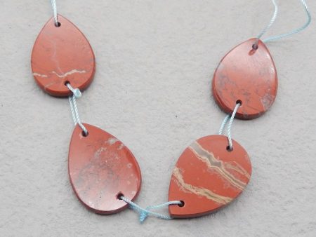 4 PCS Natural Red River Jasper Pendant Beads 30*21*3mm, 16.6g on Sale