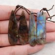 4PCS Natural Flash Labradorite Gemstone Pendant, Gem Jewelry Gift, Customized Gemstone Pendant, 42×12×4mm,48×11×4mm,18.6g Supply