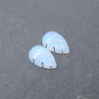 Opalite Carved Leaf Shape Earring Beads, 24x15x3mm, 3.2g Sale